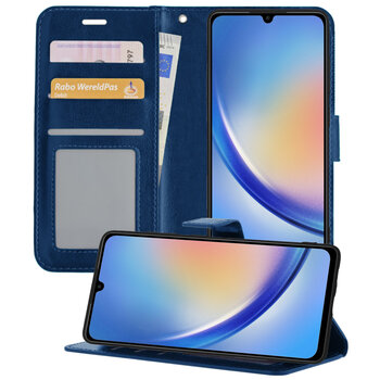 Samsung Galaxy A34 Hoesje Book Case Kunstleer Cover Hoes - Donkerblauw