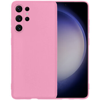 Samsung Galaxy S23 Ultra Hoesje Siliconen Hoes Case Cover - Roze