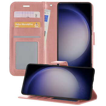 Samsung Galaxy S23 Ultra Hoesje Book Case Kunstleer Cover Hoes - Rose goud