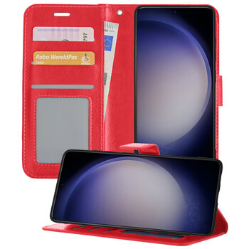 Samsung Galaxy S23 Ultra Hoesje Book Case Kunstleer Cover Hoes - Rood