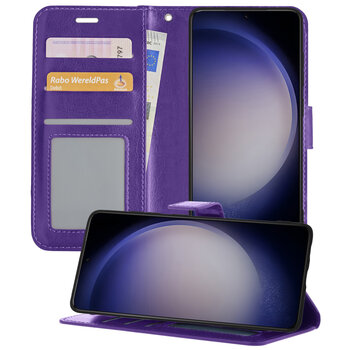 Samsung Galaxy S23 Ultra Hoesje Book Case Kunstleer Cover Hoes - Paars