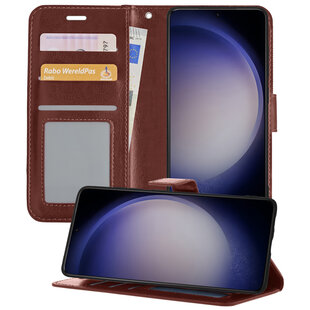 Samsung Galaxy S23+ Hoesje Book Case Kunstleer Cover Hoes - Bruin