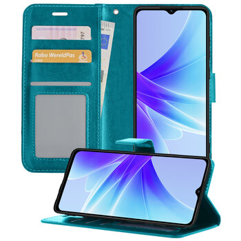 Oppo A57s Hoesje Book Case Kunstleer Cover Hoes - Turquoise