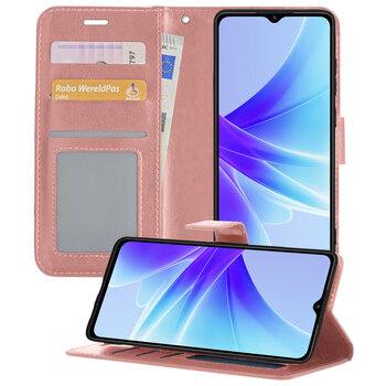 Oppo A57s Hoesje Book Case Kunstleer Cover Hoes - Rose Goud