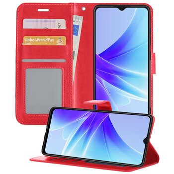 Oppo A57s Hoesje Book Case Kunstleer Cover Hoes - Rood