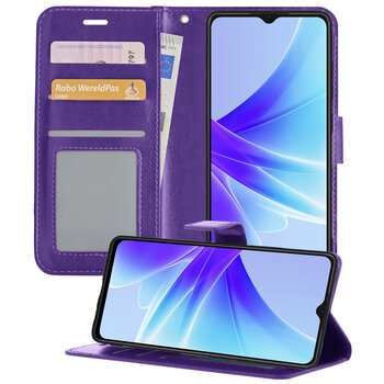 Oppo A57s Hoesje Book Case Kunstleer Cover Hoes - Paars