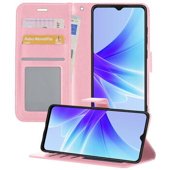 Oppo A57s Hoesje Book Case Kunstleer Cover Hoes - Lichtroze