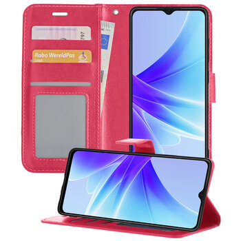 Oppo A57s Hoesje Book Case Kunstleer Cover Hoes - Donkerroze