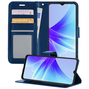 Oppo A57s Hoesje Book Case Kunstleer Cover Hoes - Donkerblauw