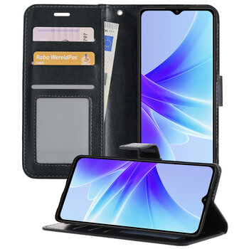 OPPO A57 Hoesje Book Case Kunstleer Cover Hoes - Zwart