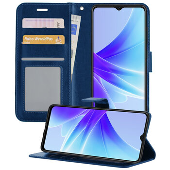 OPPO A57 Hoesje Book Case Kunstleer Cover Hoes - Donkerblauw