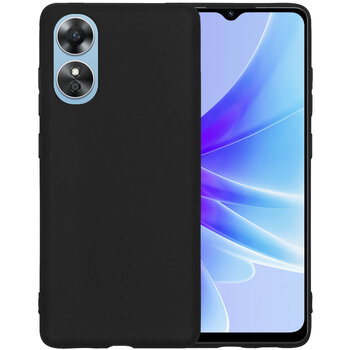 Oppo A17 Hoesje Siliconen Hoes Case Cover - Zwart
