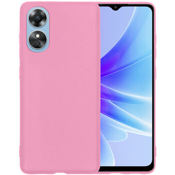 Oppo A17 Hoesje Siliconen Hoes Case Cover - Lichtroze