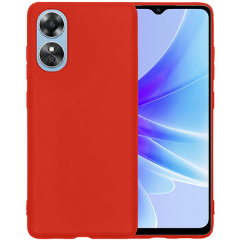 Oppo A17 Hoesje Siliconen Hoes Case Cover - Rood