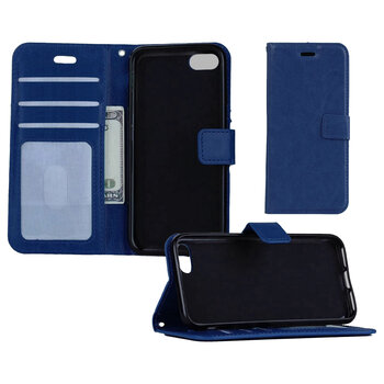 Apple iPhone 7 Hoesje Book Case Kunstleer Cover Hoes - Donkerblauw