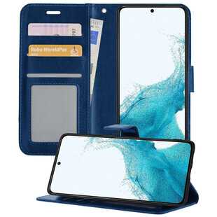 Samsung Galaxy S22 Ultra Hoesje Book Case Kunstleer Cover Hoes - Donkerblauw