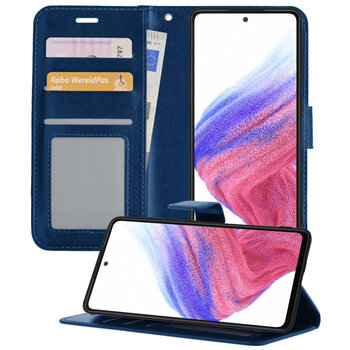 Samsung Galaxy A53 Hoesje Book Case Kunstleer Cover Hoes - Donkerblauw