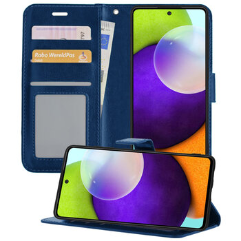 Samsung Galaxy A52 Hoesje Book Case Kunstleer Cover Hoes - Donkerblauw