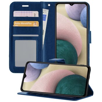 Samsung Galaxy A12 Hoesje Book Case Kunstleer Cover Hoes - Donkerblauw