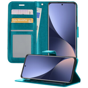 Xiaomi 12 Hoesje Book Case Kunstleer Cover Hoes - Turquoise