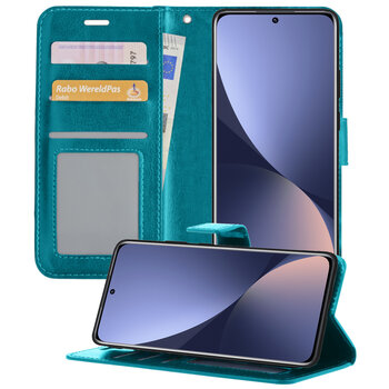 Xiaomi 12 Hoesje Book Case Kunstleer Cover Hoes - Turquoise