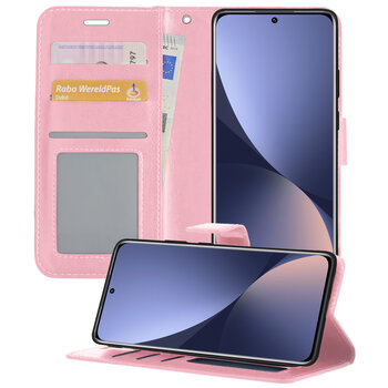 Xiaomi 12 Hoesje Book Case Kunstleer Cover Hoes - Lichtroze