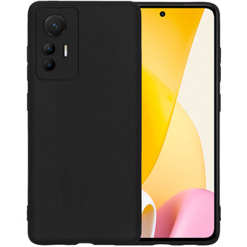 Xiaomi 12 Lite Hoesje Siliconen Hoes Case Cover - Zwart