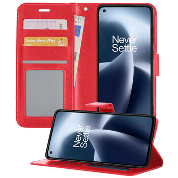 OnePlus Nord 2T Hoesje Book Case Kunstleer Cover Hoes - Rood