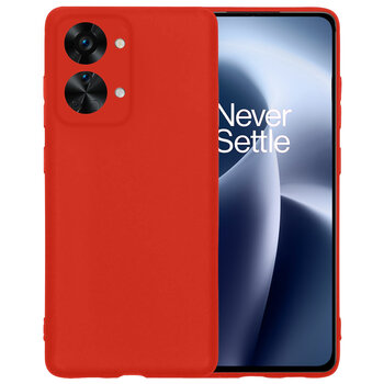 OnePlus Nord 2T Hoesje Siliconen Hoes Case Cover - Rood