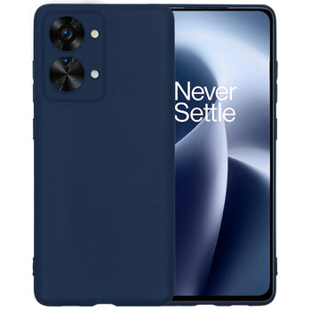 OnePlus Nord 2T Hoesje Siliconen Hoes Case Cover - Donkerblauw