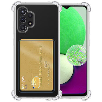 Samsung Galaxy A32 4G Hoesje Siliconen Hoes Case Cover met Pasjeshouder - Transparant