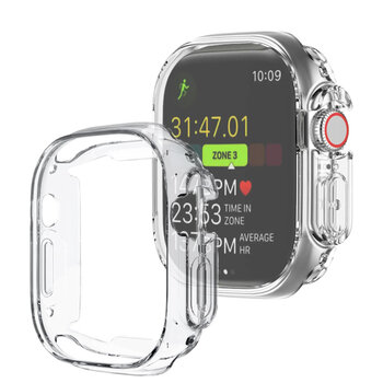 Betaalbare Hoesjes Siliconen Hoes Geschikt Voor Apple Watch Ultra Hoesje Cover Case (49 mm) - Geschikt Voor Apple Watch Ultra Hoes Siliconen Case - Transparant
