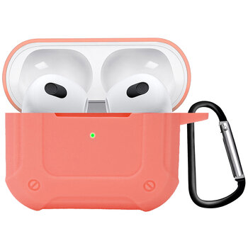 Airpods 3 Hoesje Case Shock Hoes Geschikt voor Apple AirPods 3 Case Hoesje Met Clip - Zalm