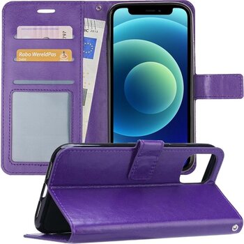 Apple iPhone 12 Pro Max Hoesje Book Case Kunstleer Cover Hoes - Paars