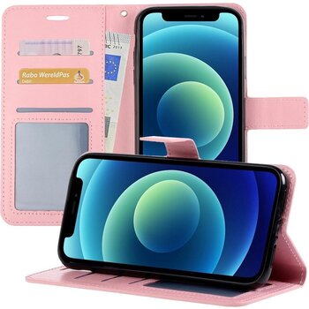 Apple iPhone 12 Pro Max Hoesje Book Case Kunstleer Cover Hoes - Lichtroze