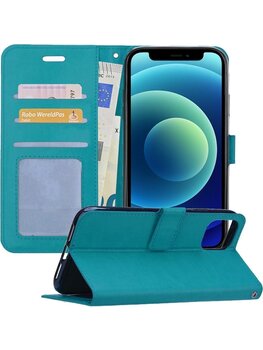 Apple iPhone 12 Mini Hoesje Book Case Kunstleer Cover Hoes - Turquoise