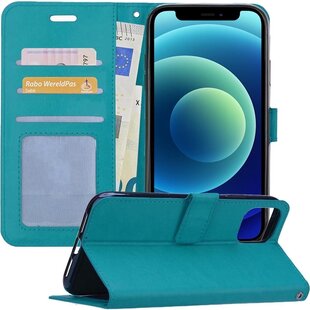 Apple iPhone 12 Mini Hoesje Book Case Kunstleer Cover Hoes - Turquoise
