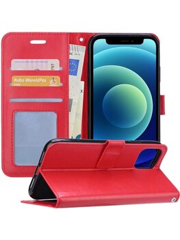 Apple iPhone 12 Mini Hoesje Book Case Kunstleer Cover Hoes - Rood