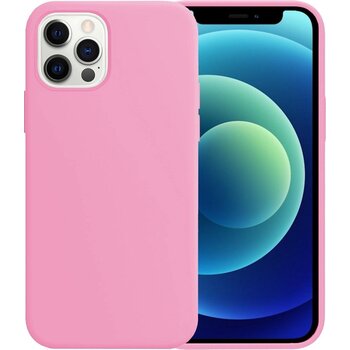 Apple iPhone 12 Pro Max Hoesje Siliconen Hoes Case Cover - Lichtroze