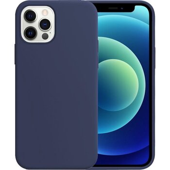 Apple iPhone 12 Pro Max Hoesje Siliconen Hoes Case Cover - Donkerblauw