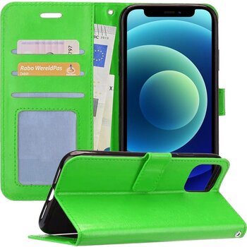 Apple iPhone 12 Hoesje Book Case Kunstleer Cover Hoes - Groen