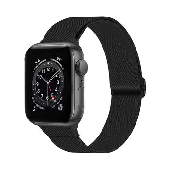 Betaalbare Hoesjes Bandje Geschikt Voor Apple Watch Bandje 42/44/45 mm Nylon Polsband Met Gesp - Horloge Bandje Geschikt Voor Apple Watch 1-8 / SE - 42/44/45 mm - Zwart