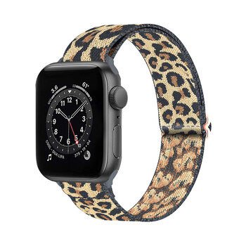 Bandje Geschikt Voor Apple Watch Bandje 42/44/45 mm Nylon Polsband Met Gesp - Horloge Bandje Geschikt Voor Apple Watch 1-8 / SE - 42/44/45 mm - Panter Wit