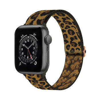 Bandje Geschikt Voor Apple Watch Bandje 42/44/45 mm Nylon Polsband Met Gesp - Horloge Bandje Geschikt Voor Apple Watch 1-8 / SE - 42/44/45 mm - Panter Bruin