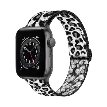 Bandje Geschikt Voor Apple Watch Bandje 38/40/41 mm Nylon Polsband Met Gesp - Horloge Bandje Geschikt Voor Apple Watch 1-8 / SE - 38/40/41 mm - Panter Bruin