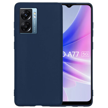 Oppo A77 Hoesje Siliconen Hoes Case Cover - Donkerblauw