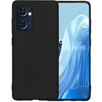 OPPO Find X5 Lite Hoesje Siliconen Hoes Case Cover - Zwart