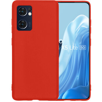 OPPO Find X5 Lite Hoesje Siliconen Hoes Case Cover - Rood