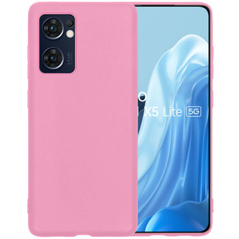 OPPO Find X5 Lite Hoesje Siliconen Hoes Case Cover - Lichtroze