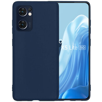 OPPO Find X5 Lite Hoesje Siliconen Hoes Case Cover - Donkerblauw